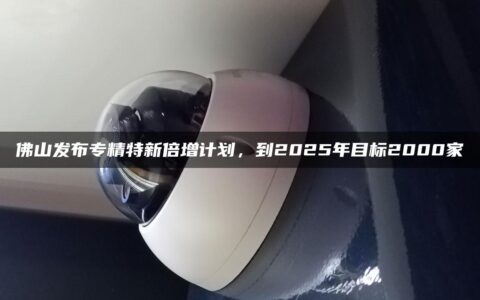 佛山发布专精特新倍增计划，到2025年目标2000家