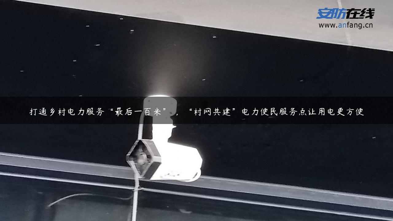 打通乡村电力服务“最后一百米” ，“村网共建”电力便民服务点让用电更方便