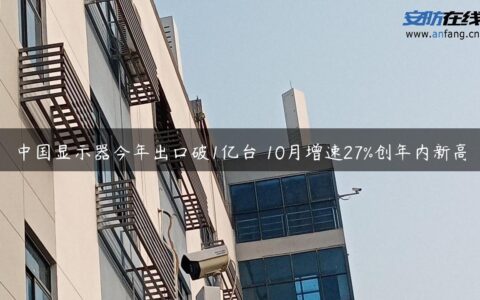 中国显示器今年出口破1亿台 10月增速27%创年内新高