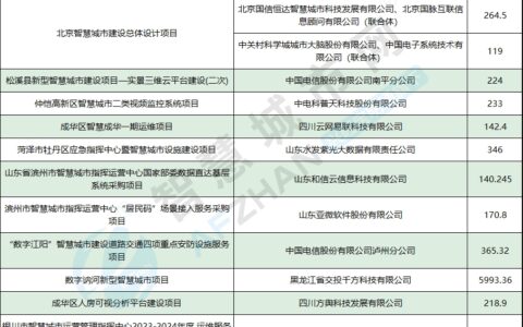12.11-15智慧城市中标项目一览