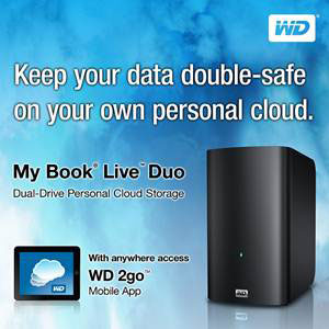 西部数据发布My Book® Live™ Duo双硬盘个人云存储设备