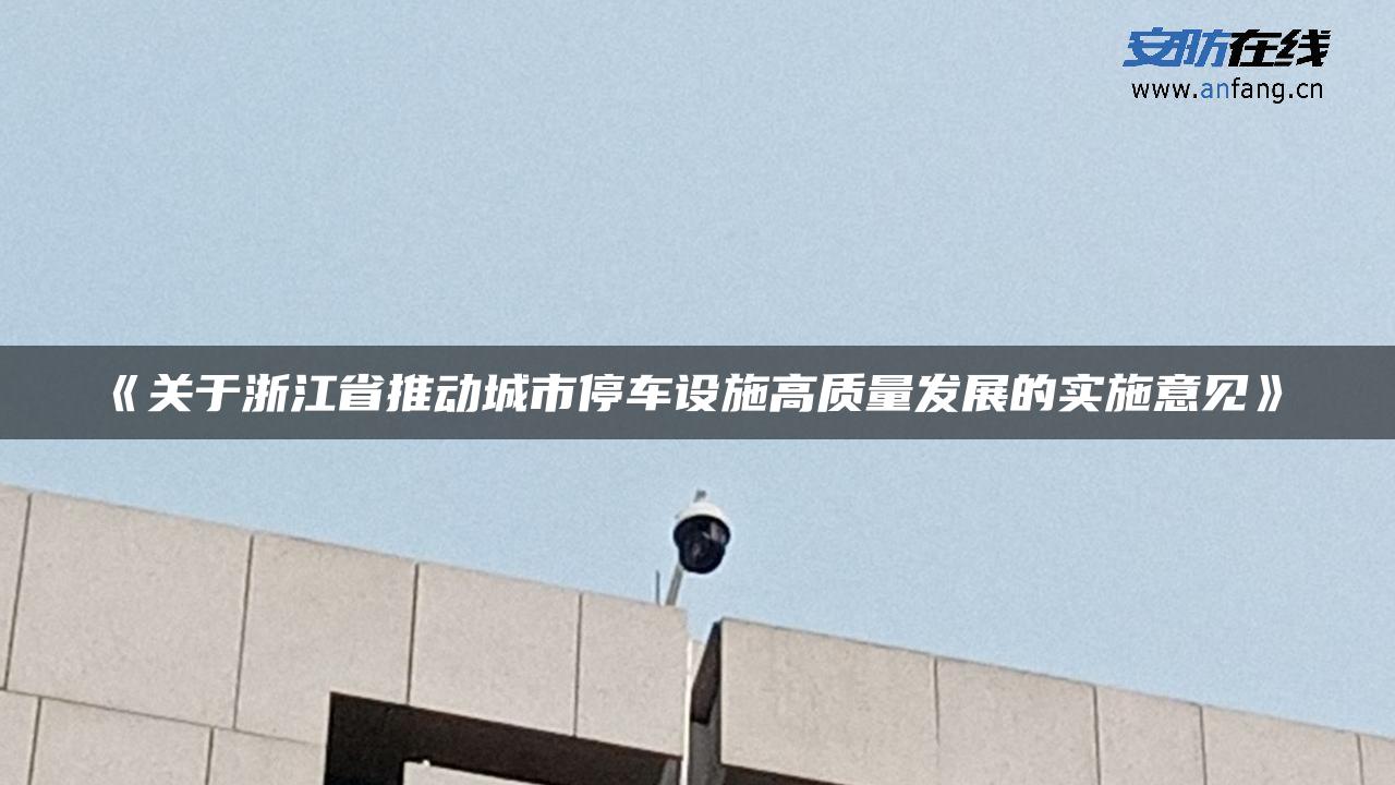 《关于浙江省推动城市停车设施高质量发展的实施意见》 《关于浙江省推动城市停车设施高质量发展的实施意见》